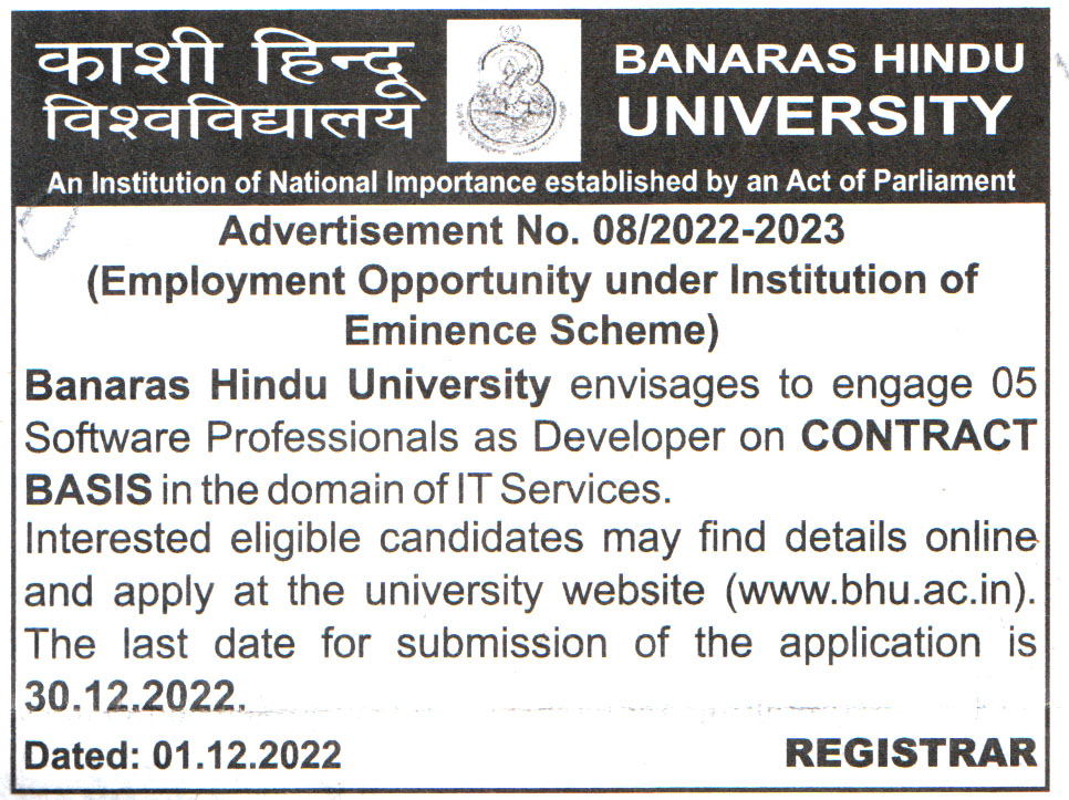 Banaras Hindu University (BHU) Varanasi Recruitment 