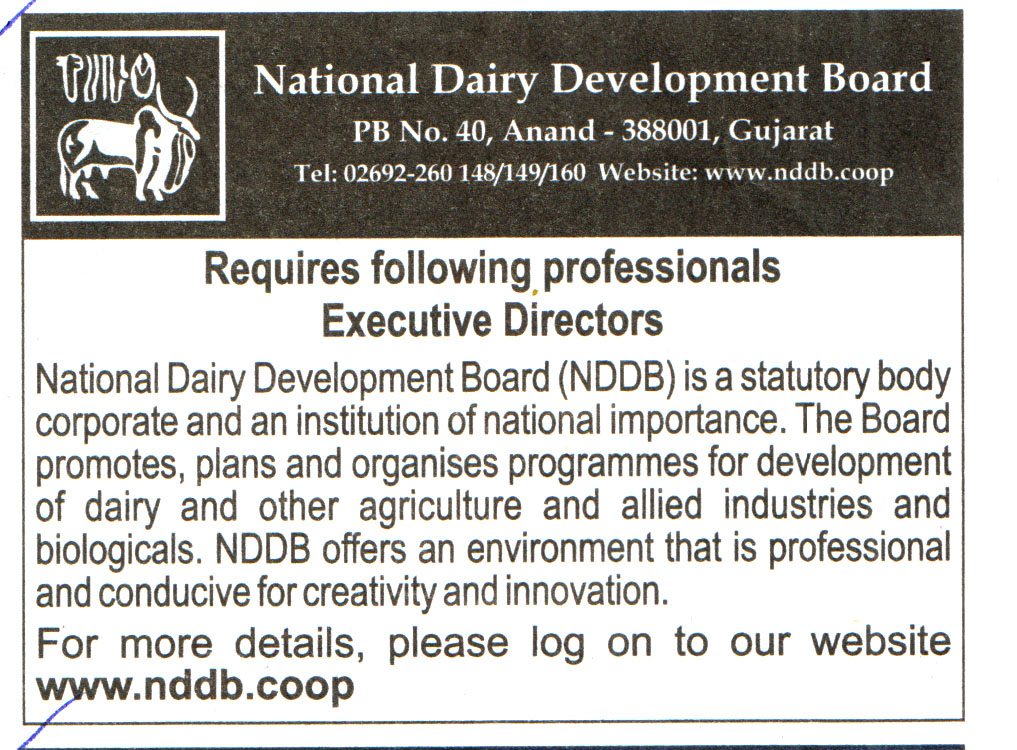 Government Jobs National Dairy Development Board (Nddb) Anand Recruitment