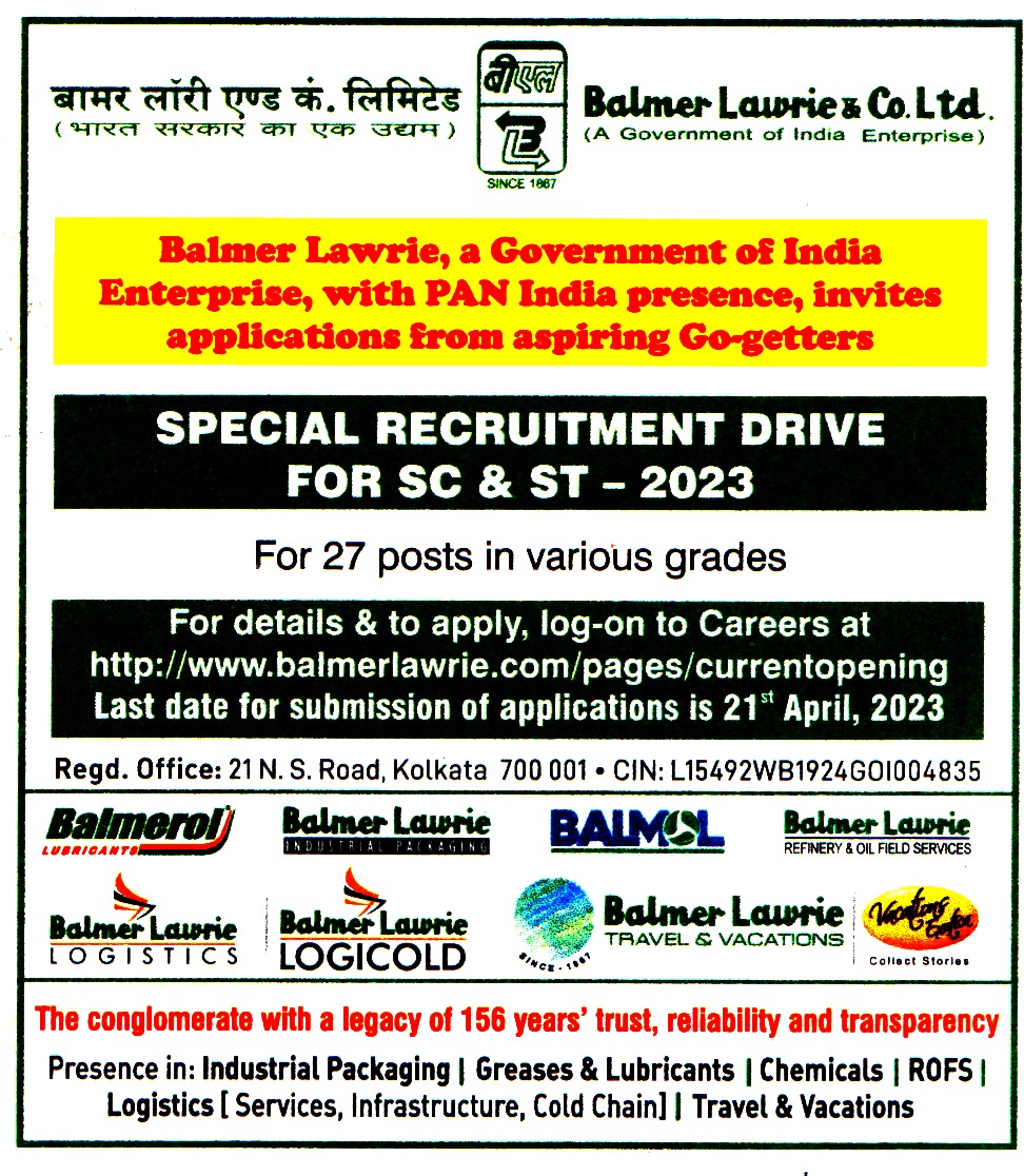 Government Jobs Balmer Lawrie Kolkata Recruitment 