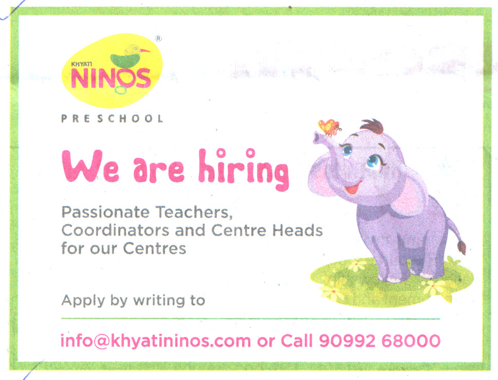 School Jobs Khyati Ninos Recruitment 2023