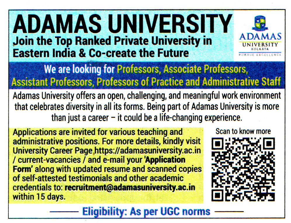 Adamas University Kolkata Recruitment