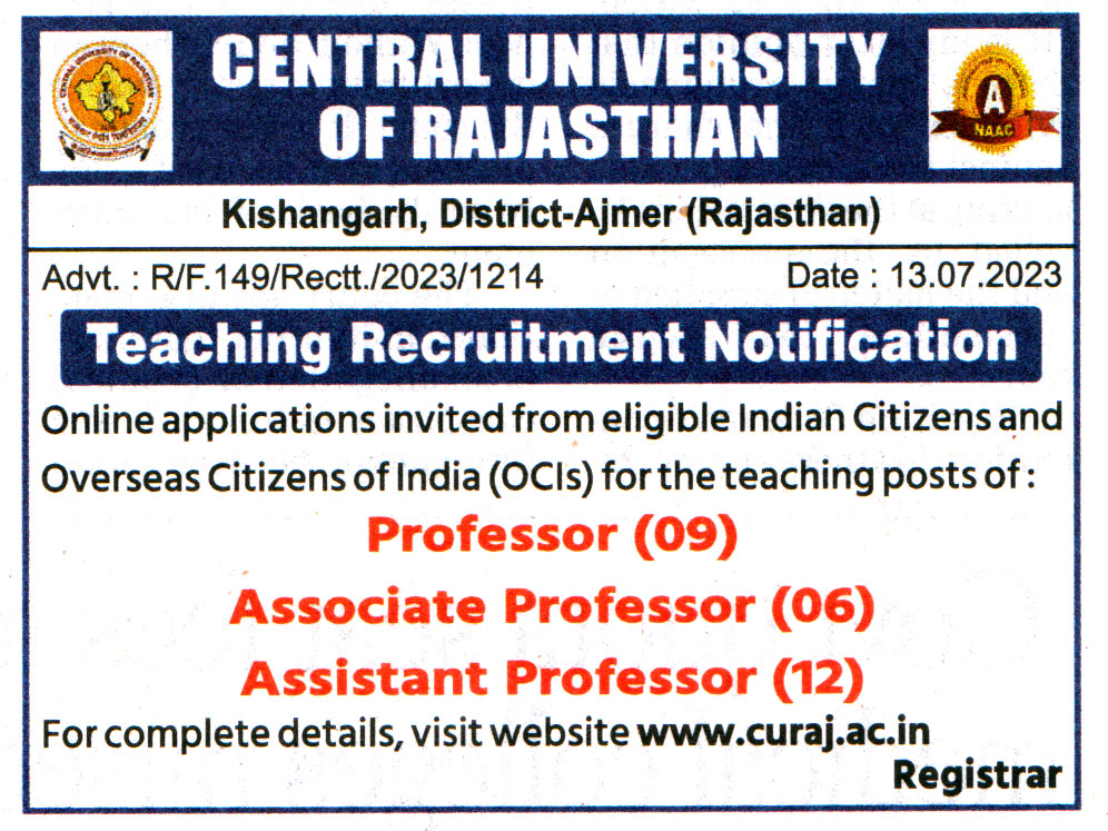 CURAJ Ajmer Recruitment