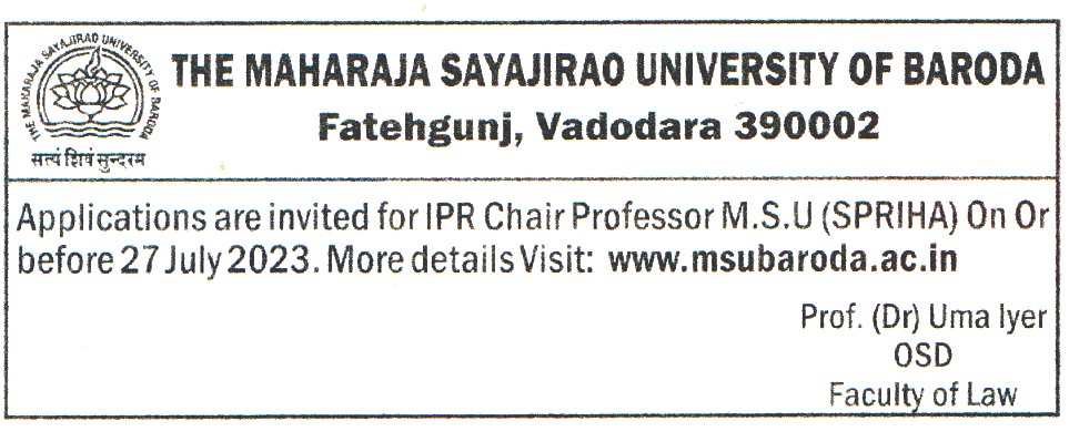 Maharaja Sayajirao University of Baroda Vadodara Recruitment