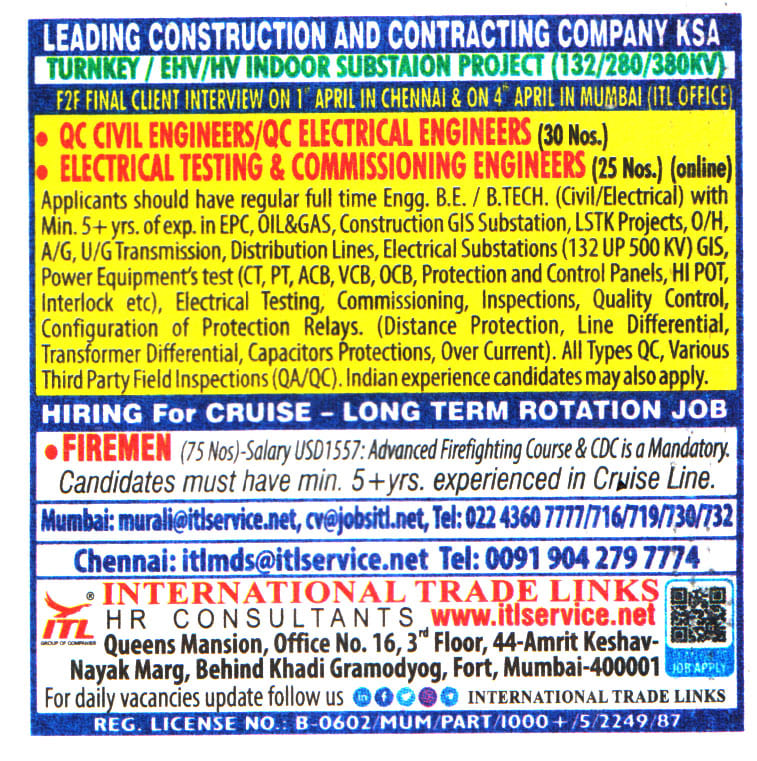 Jobs in KSA for QC Civil Engineers