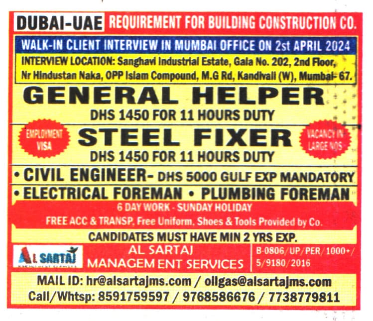 Jobs in Dubai for Civil Engineer