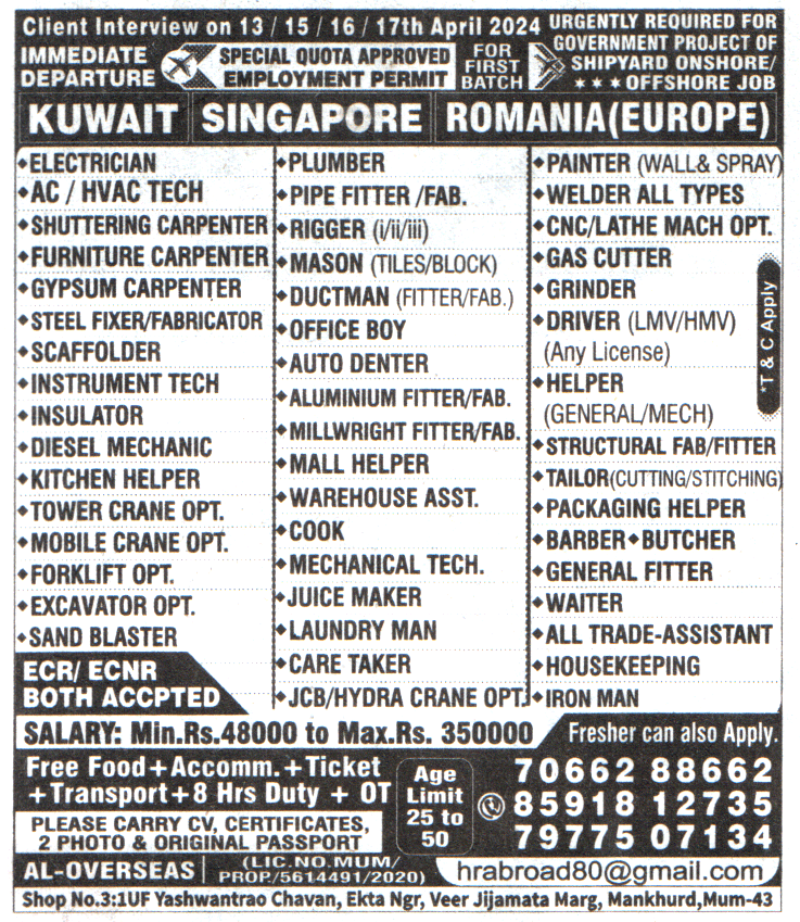 Jobs in Kuwait for CNC Lather Machine Operator