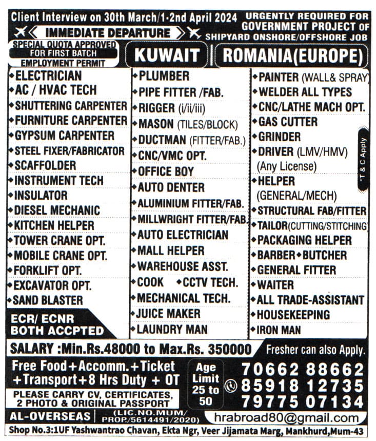 Jobs in Kuwait for Housekeeping