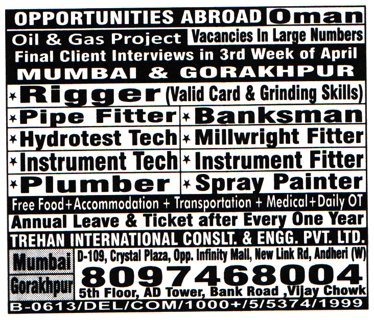 Jobs in Oman for Instrument Fitter