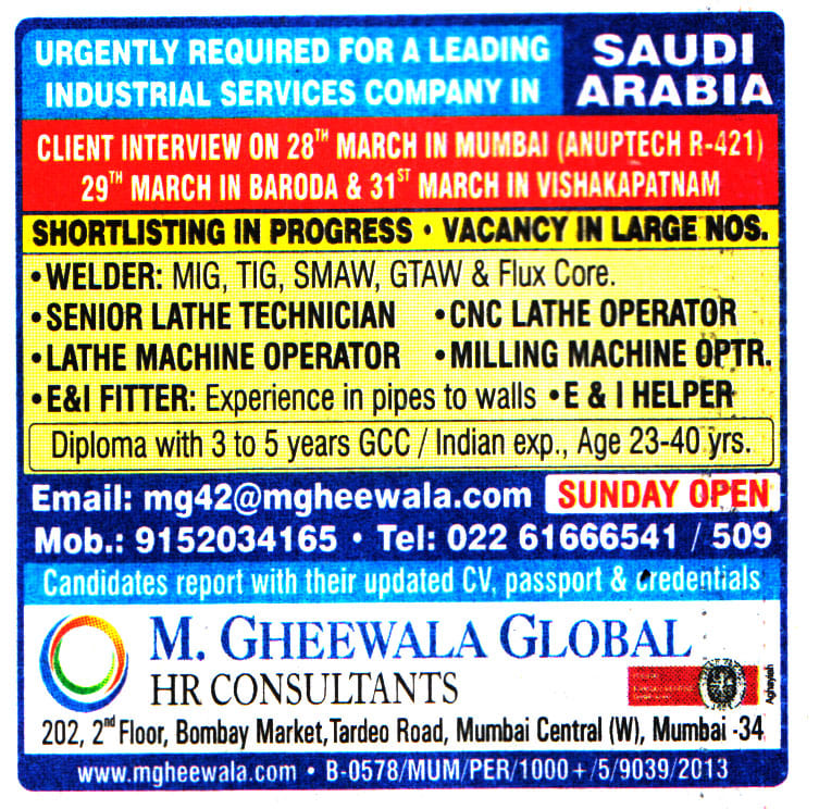 Jobs in Saudi Arabia for CNC Lathe Operator