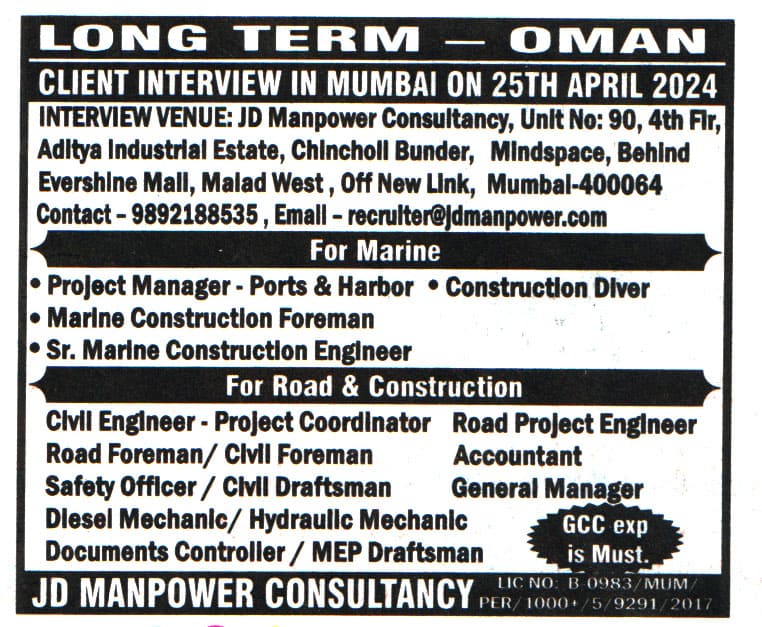 Jobs in Oman for Civil Draftsman