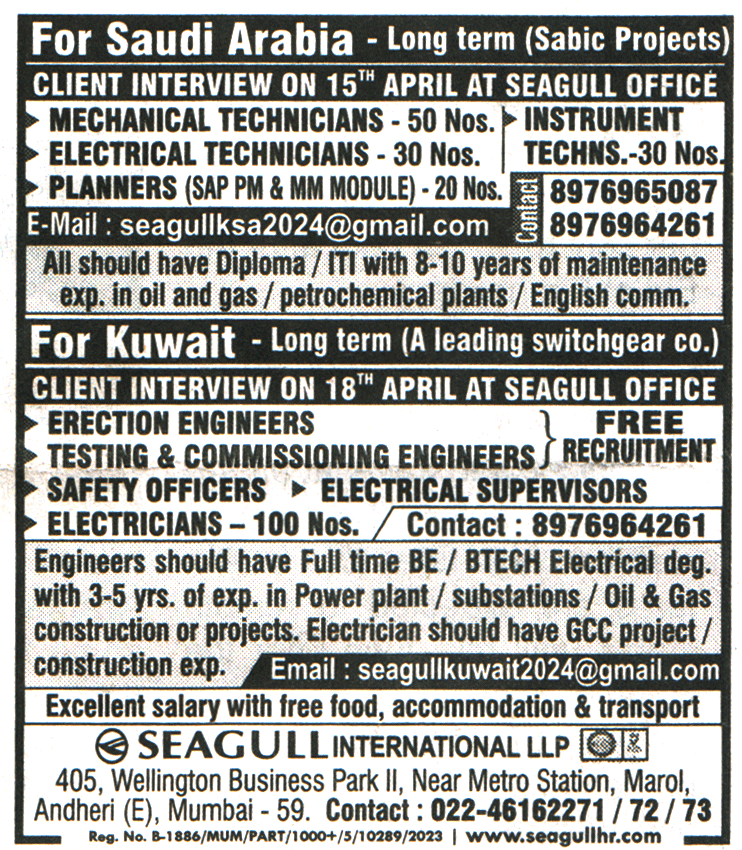 Jobs in Saudi Arabia for Erection Engineers