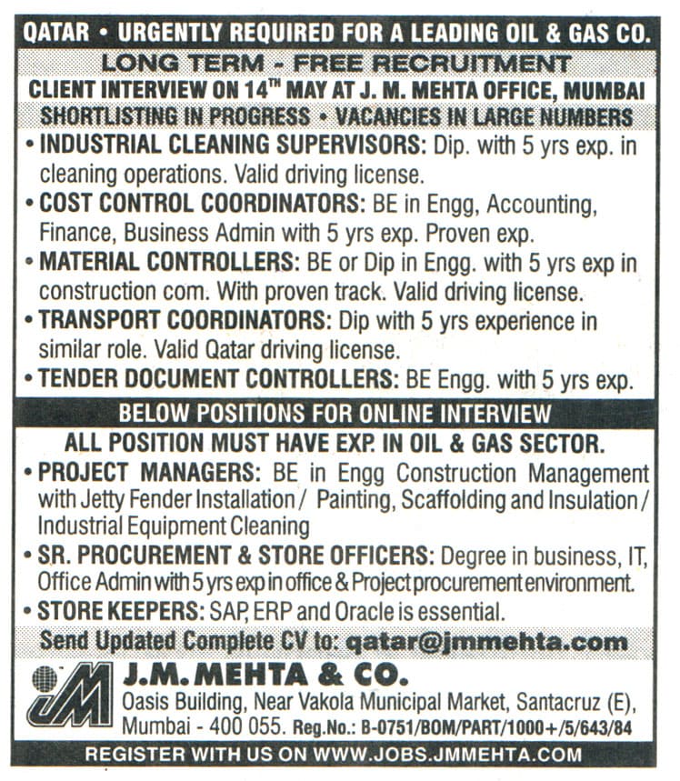 Jobs in Qatar for Cost Control Coordinators