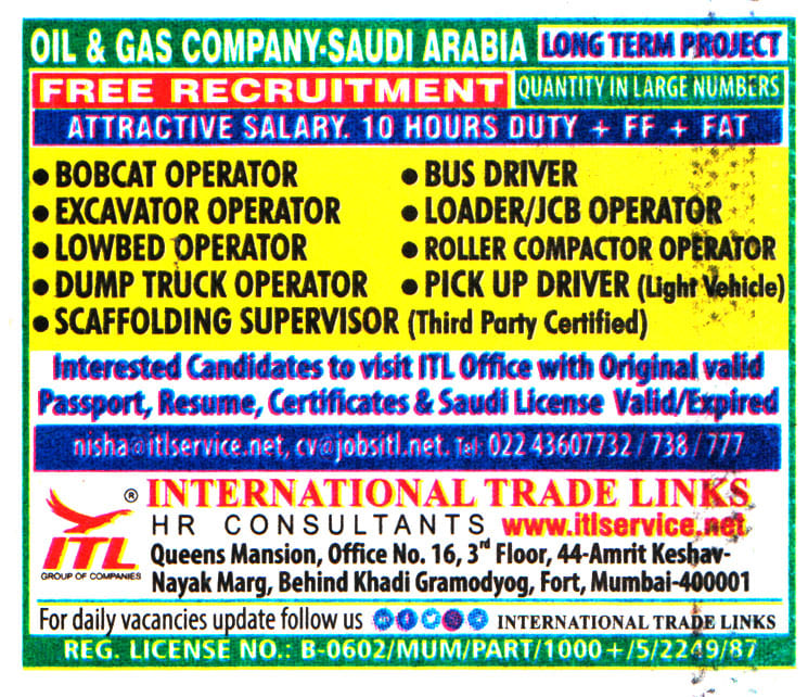 Jobs in Saudi Arabia for Bobcat Operator