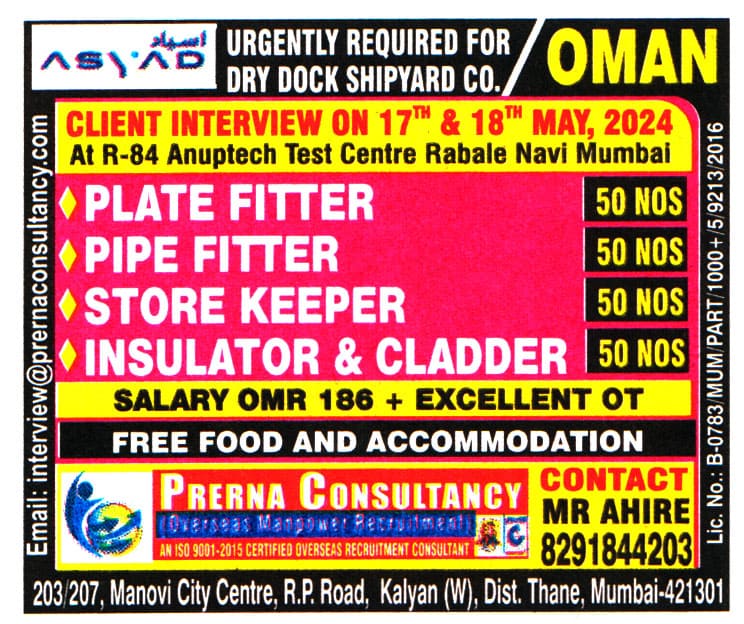 Jobs in Oman for Plate Fitter