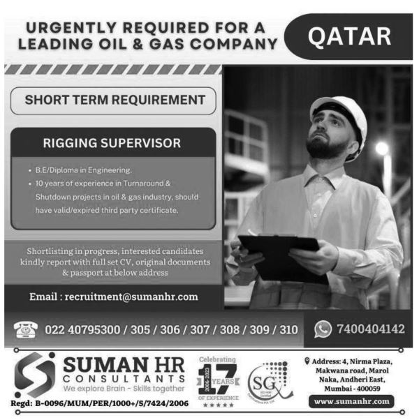 Rigging Supervisor for Jobs in Qatar