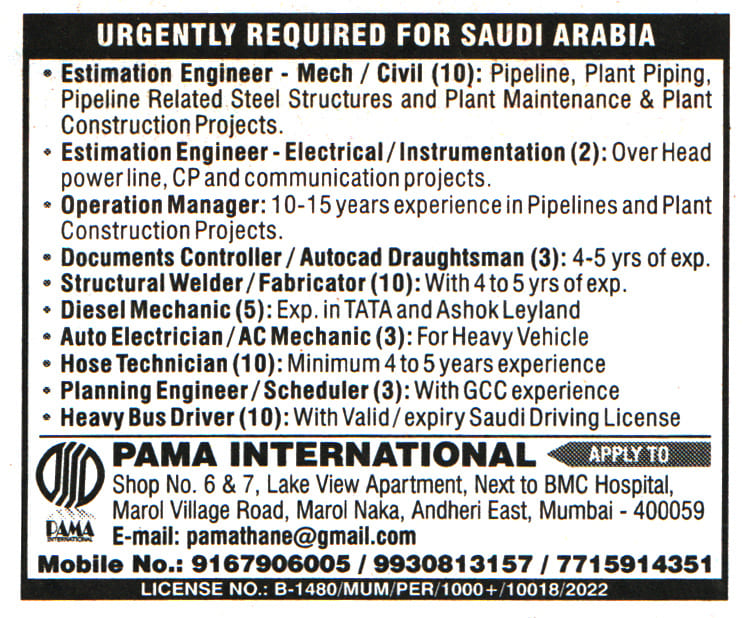 Jobs in Saudi Arabia for Autocad Draughtsman