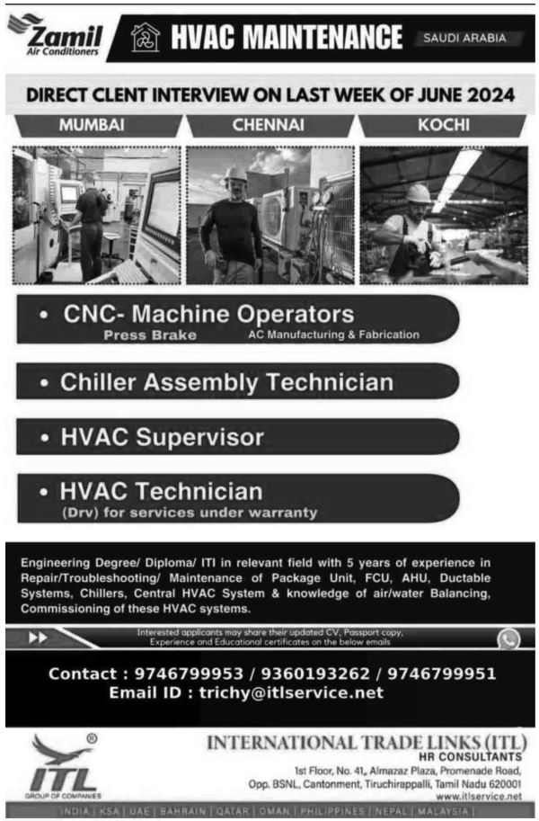 Jobs in Saudi Arabia for CNC Machine Operators