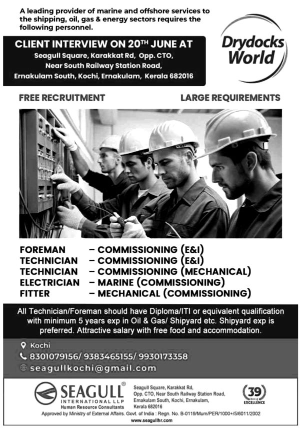 Jobs in Gulf for E & I Commissioning Foreman