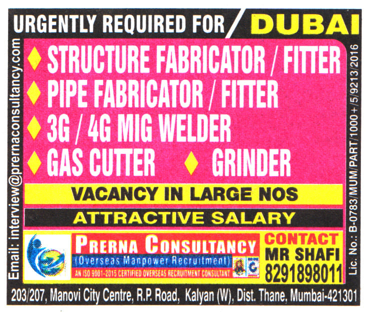 Jobs in Dubai for 3G 4G Mig Welder