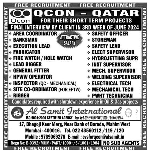 Jobs in Qatar for Hydrojetting Supervisor