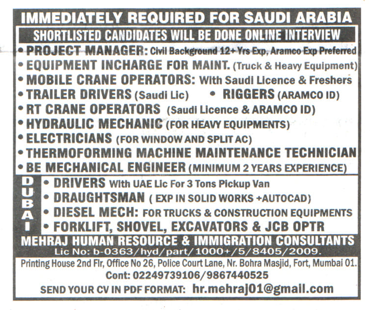 Jobs in Saudi Arabia for Thermoforming Mechanic Maintenance Technician