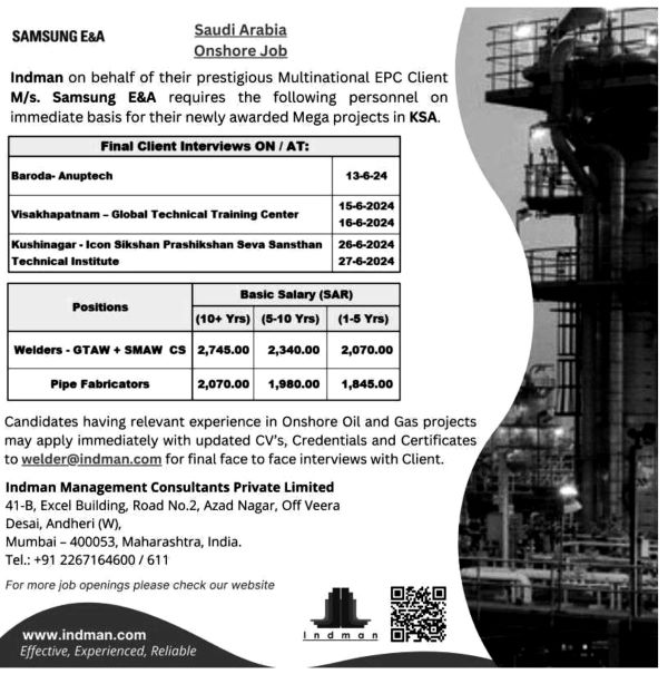 Jobs in Saudi Arabia for Welder GTAW