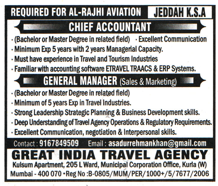 Jobs in KSA for Chief Accountant