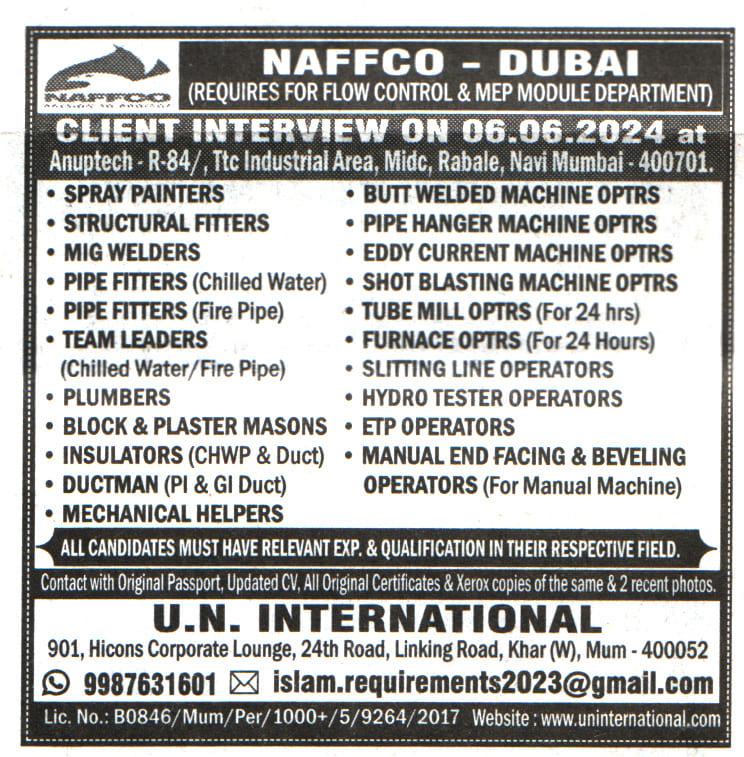 Jobs in Dubai for Block & Plaster Masons