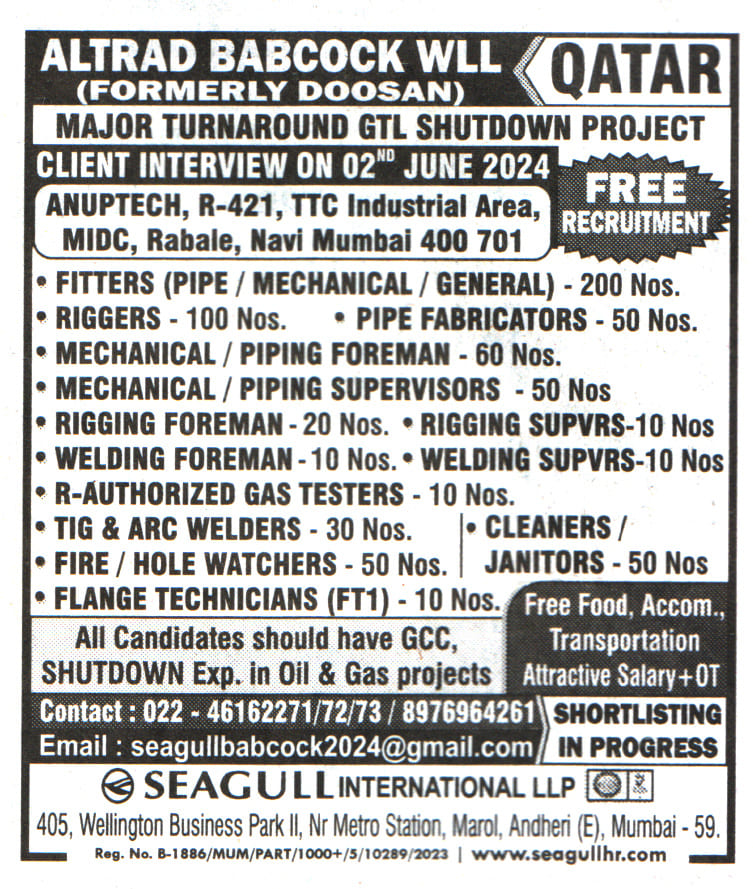 Jobs in Qatar for Mechanical & Piping Foreman