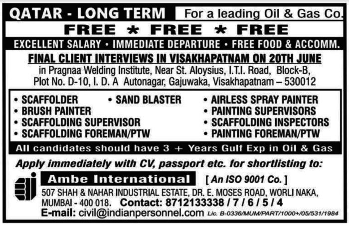 Jobs in Qatar for Painting Supervisors