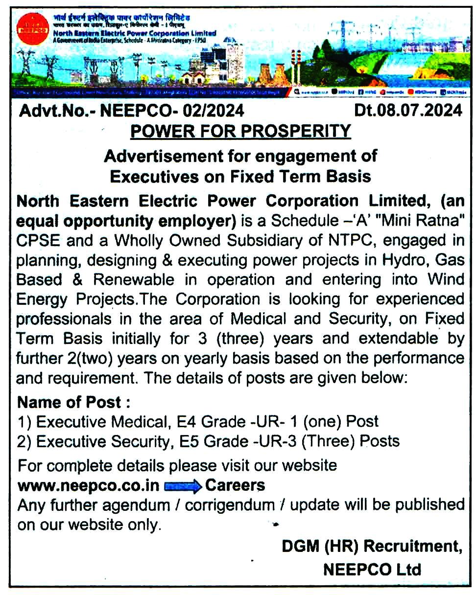 North Eastern Electric Power Corporation Limited (NEEPCO) Recruitment