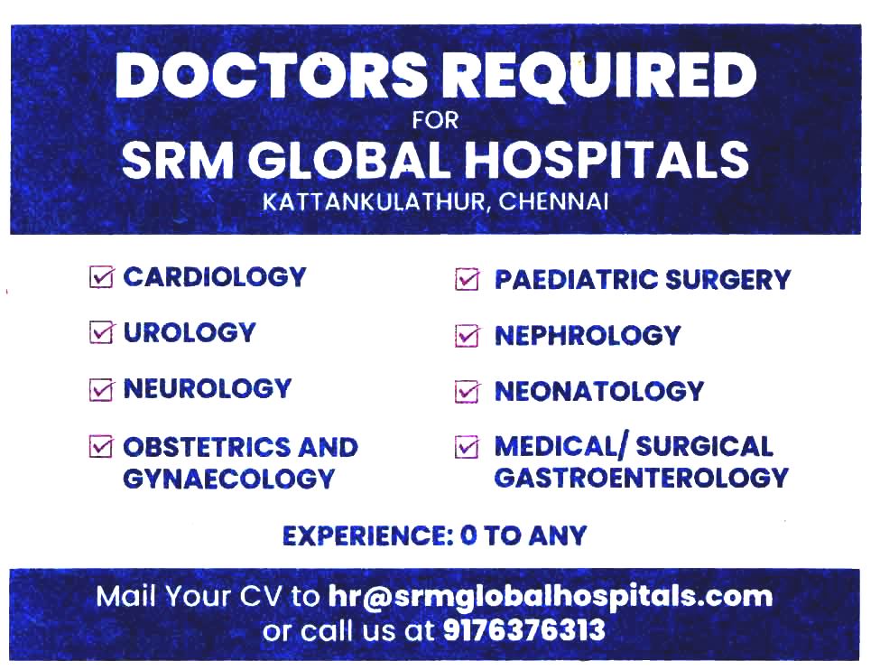 SRM Global Hospitals Chennai Recruitment