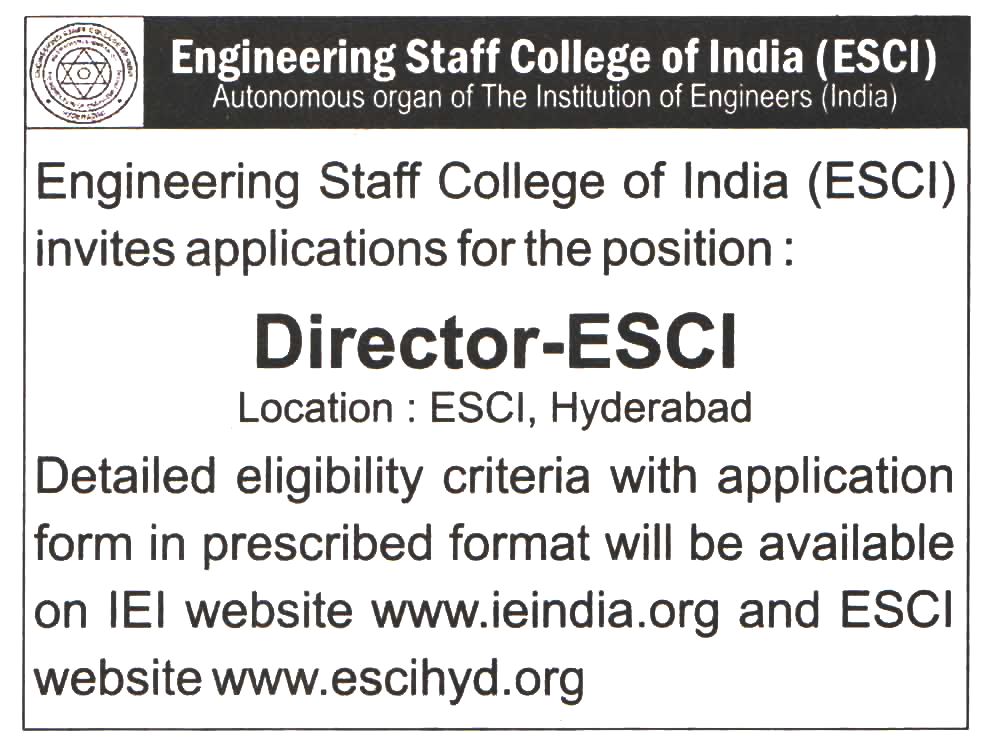 Engineering Staff College of India (ESCI) Recruitment