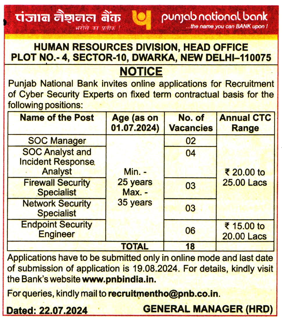 Punjab National Bank (PNB) New Delhi Recruitment