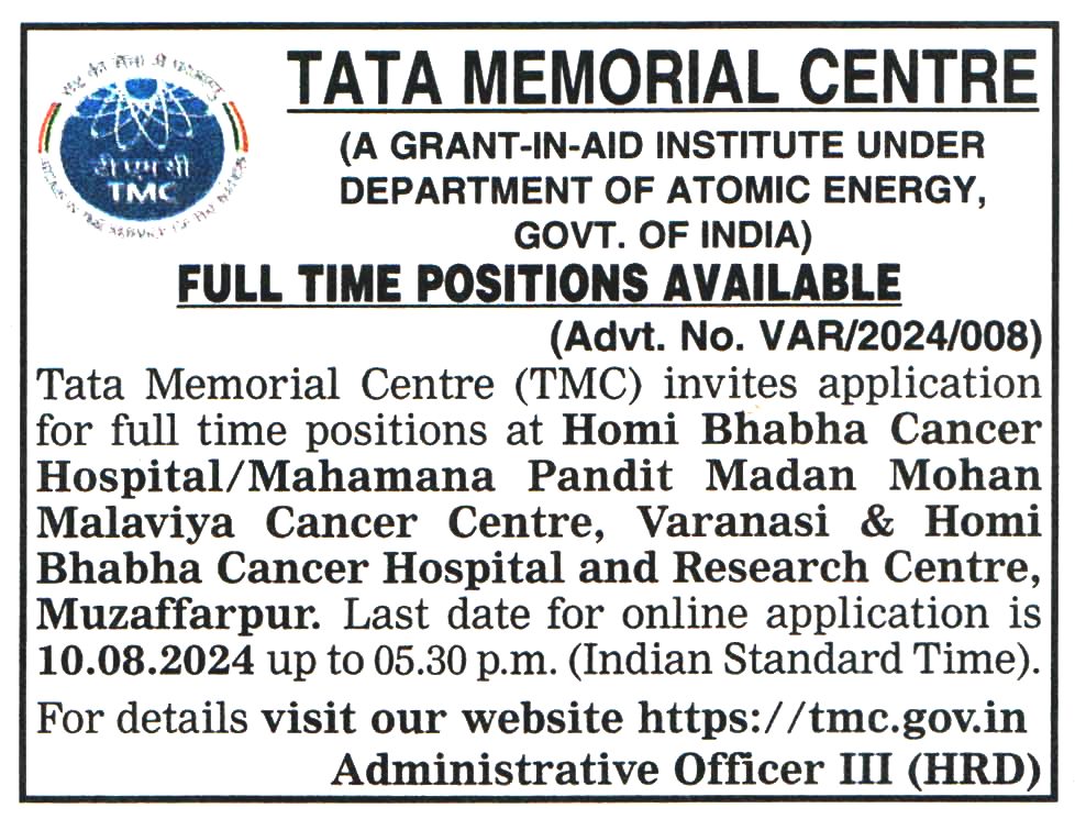 Tata Memorial Centre (TMC) Recruitment