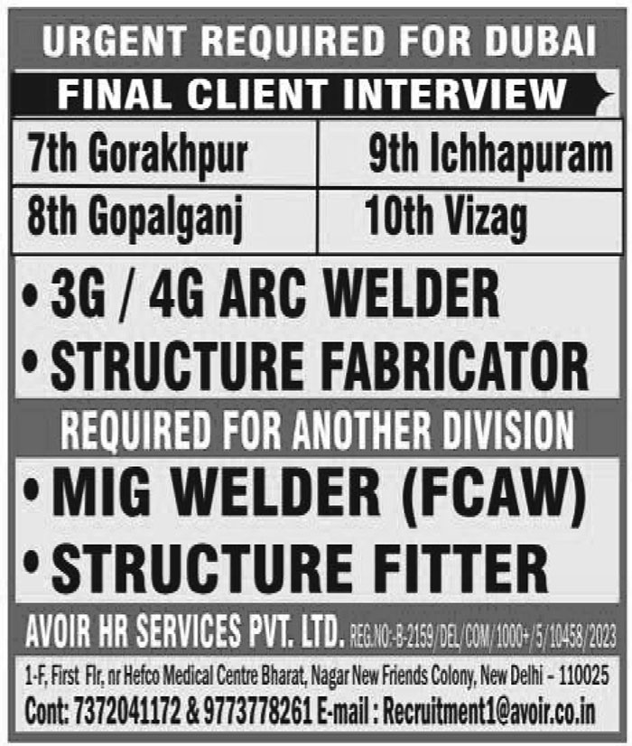 Jobs in Dubai for 3G 4G ARC Welder