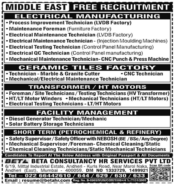 Jobs in Middle East for Safety Supervisor