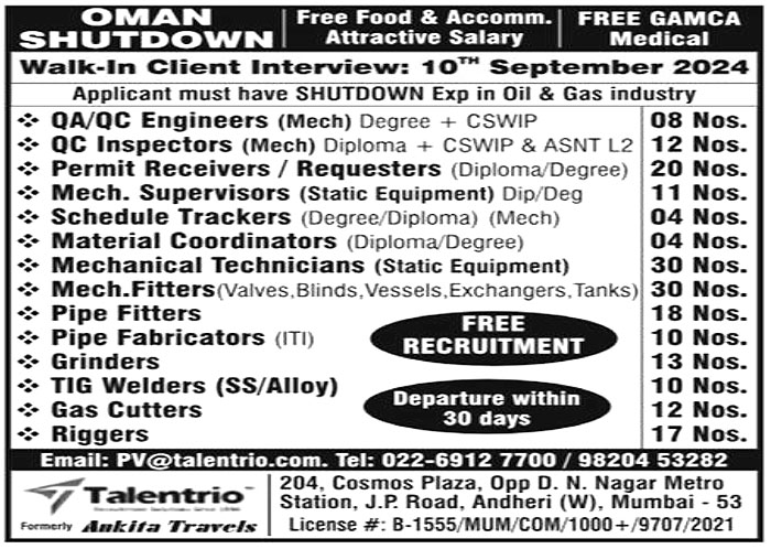 Jobs in Oman for Permit Receivers