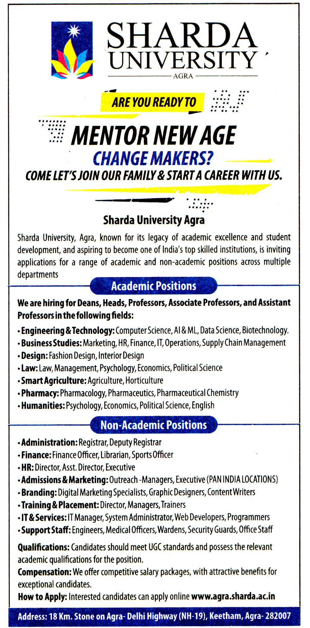 Sharda University Agra Recruitment