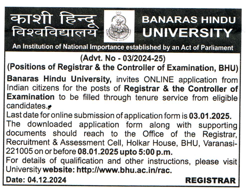 Banaras Hindu University (BHU) Varanasi Recruitment