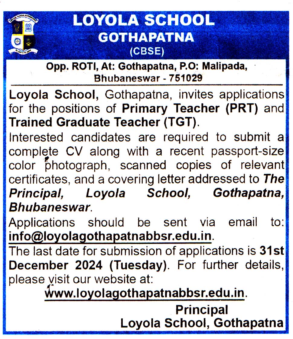 Loyola School Gothapatna Recruitment