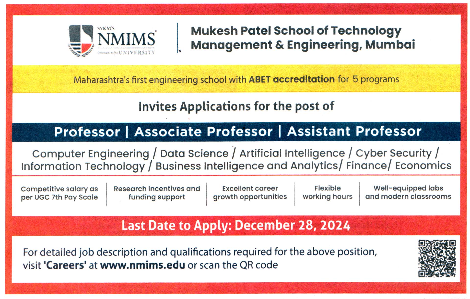 SVKM's NMIMS Mumbai Recruitment