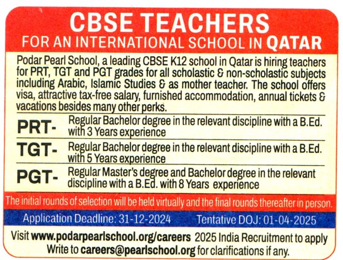 Jobs in Qatar for Teachers