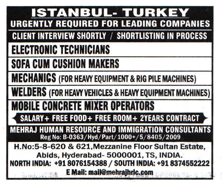 Jobs in Turkey for Mechanics