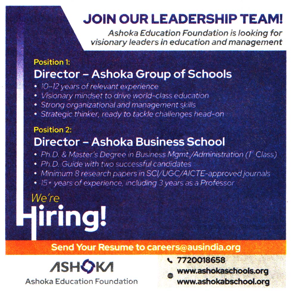 Ashoka Education Foundation Recruitment