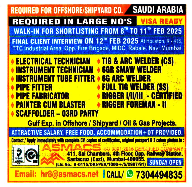 Jobs in Saudi Arabia for Full Tig Welder (SS)