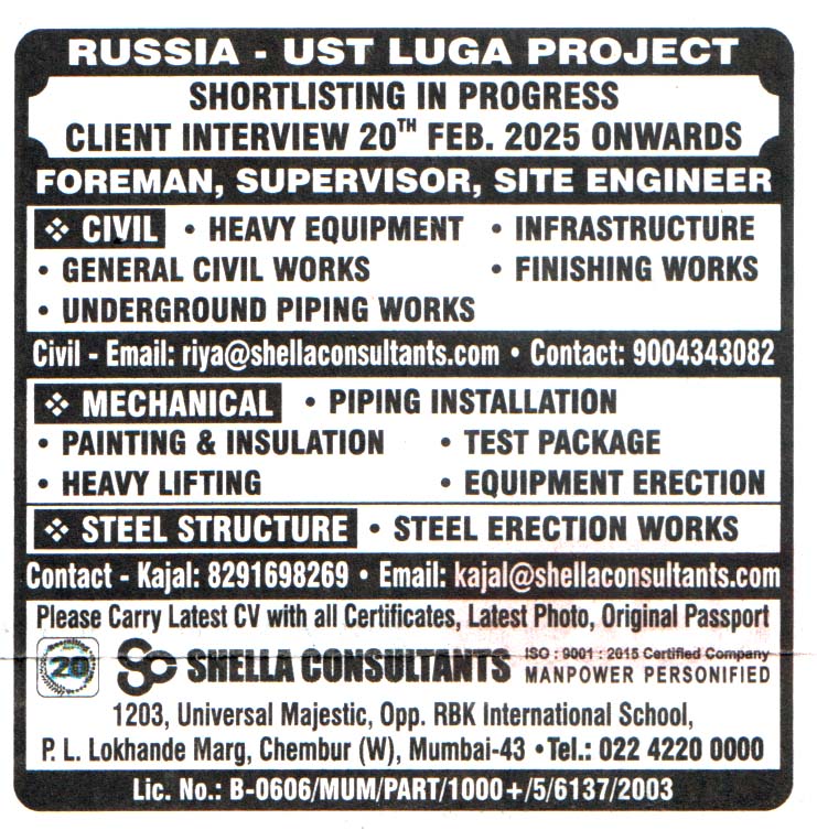 Jobs in Russia for General Civil Works