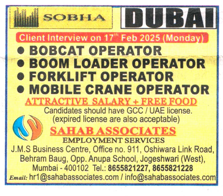 Jobs in Dubai for Mobile Crane Operator